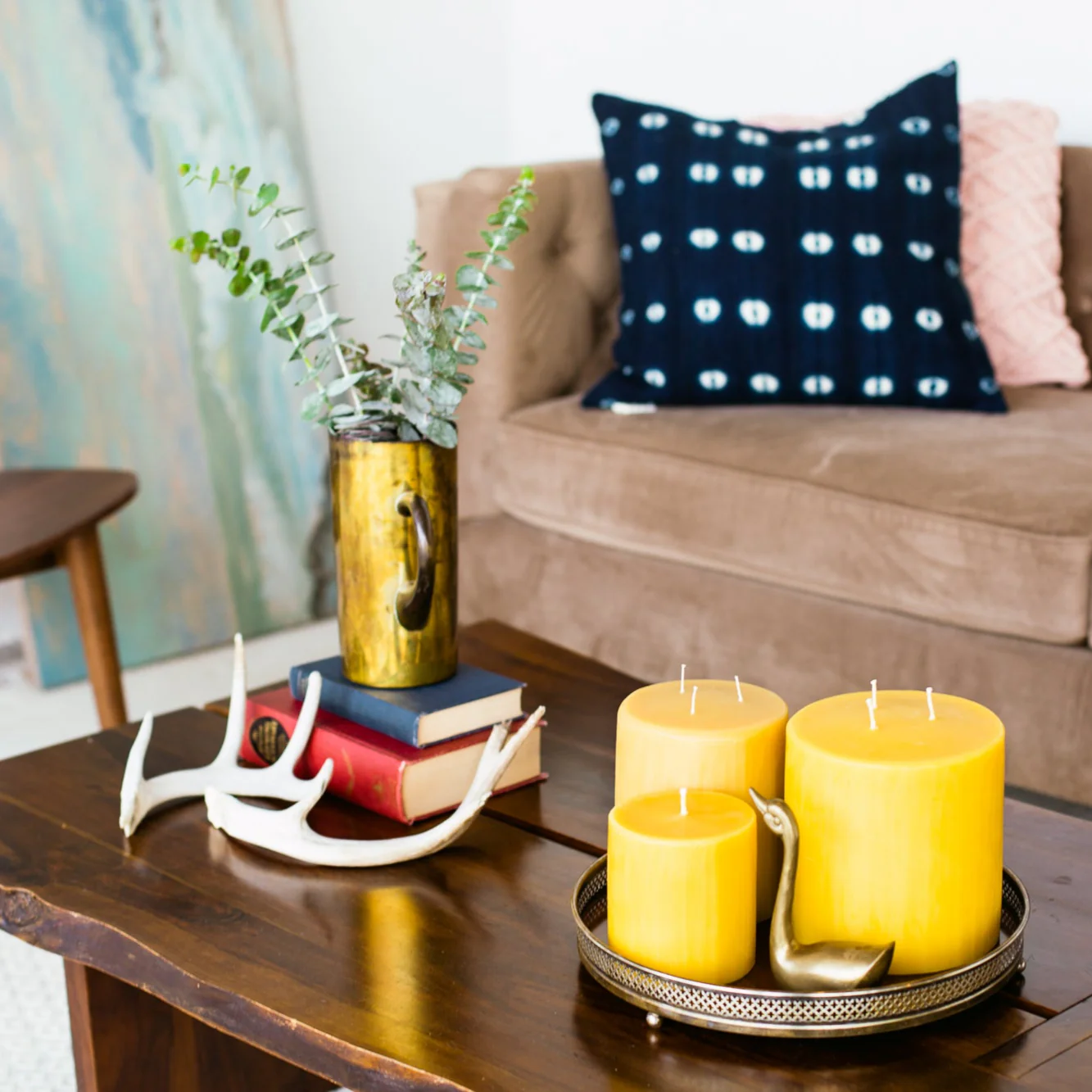 3 Wick Burnished Beeswax Pillar Candles - Image 5