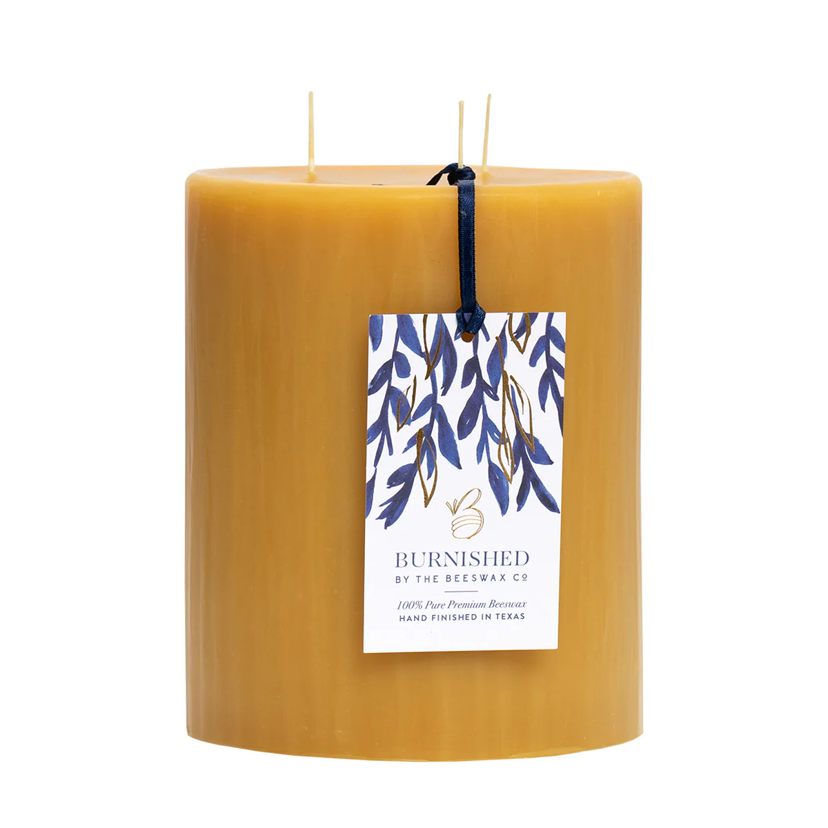 3 Wick Burnished Beeswax Pillar Candles - Image 7