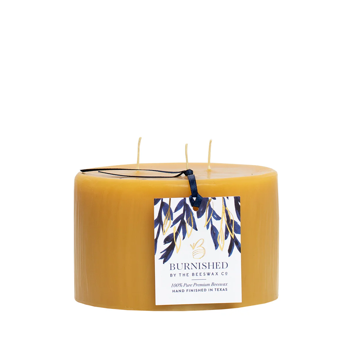 3 Wick Burnished Beeswax Pillar Candles - Image 8